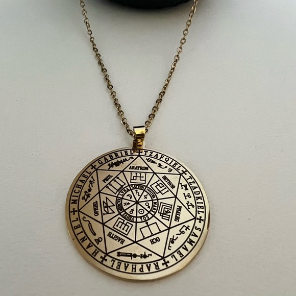 Protection Archangel Gold Necklace - Spiritual Medallion Necklace - Picture 7 of 11